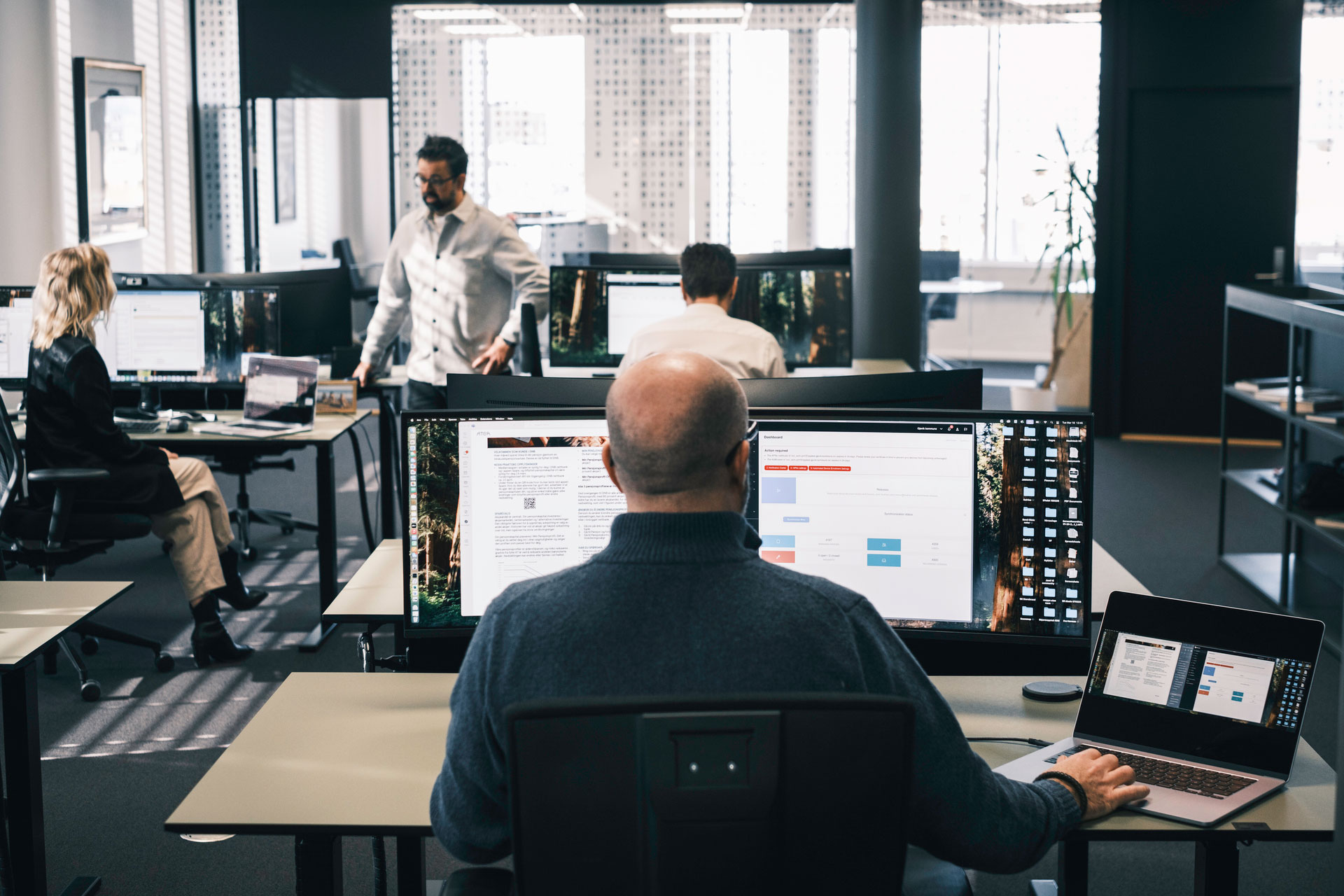 Office With Desks And Poeple Working