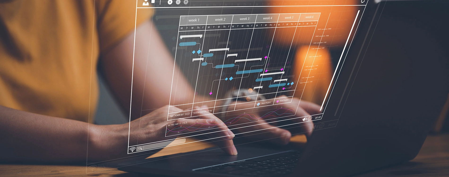 woman working with a virtual calendar on computer